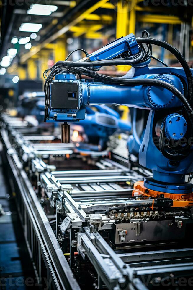 Roboter Hand beim das Fabrik foto