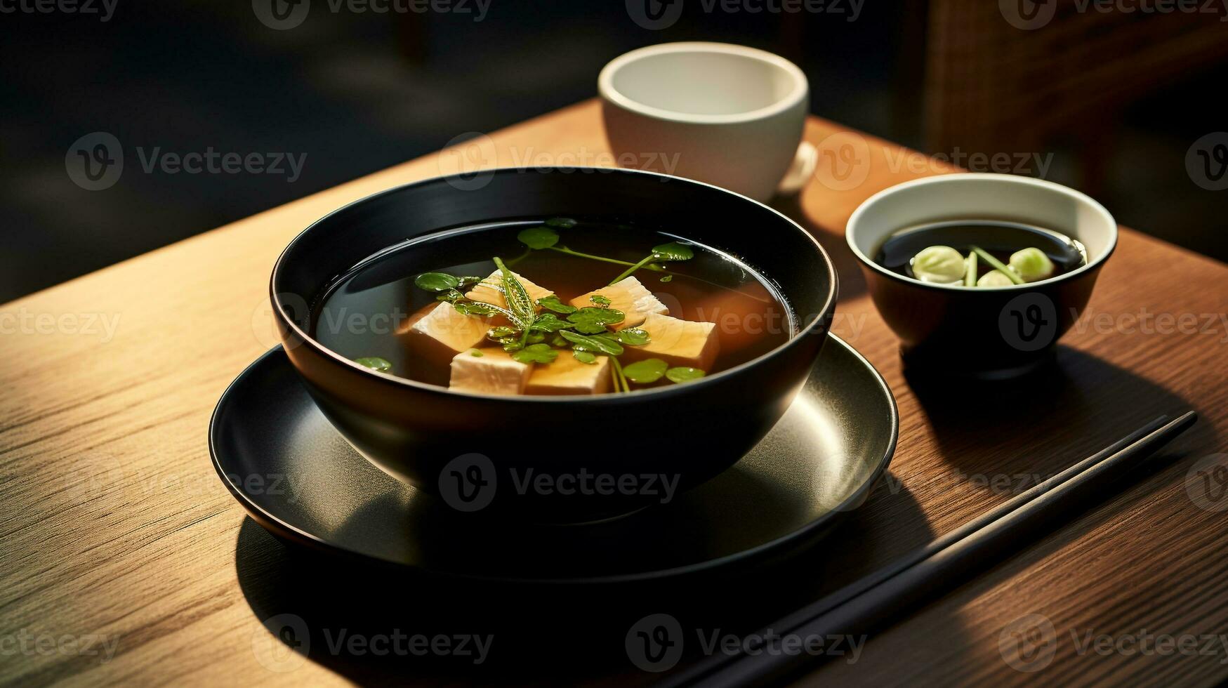 Foto von Miso Suppe wie ein Gericht im ein hochwertig Restaurant. generativ ai