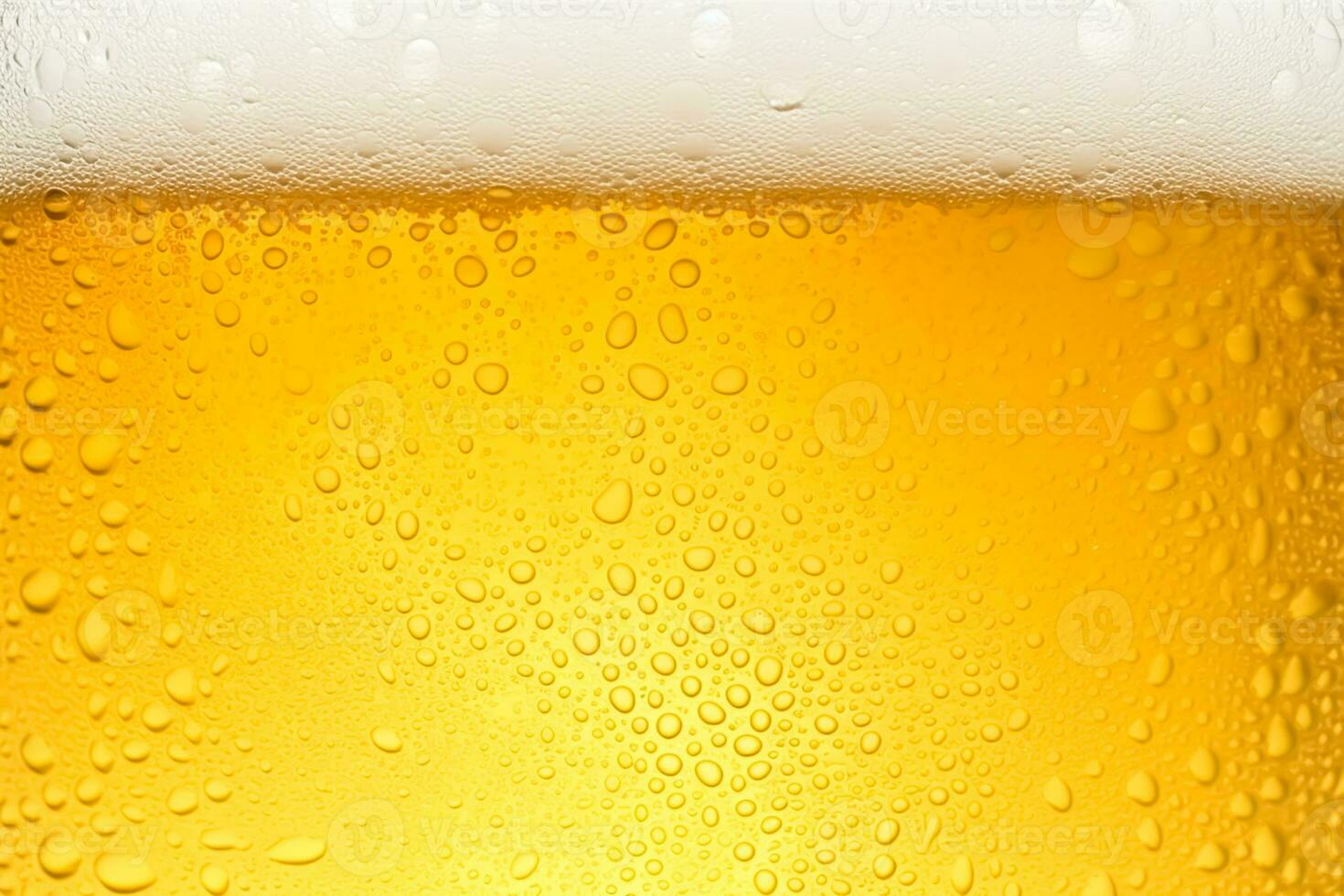 Nahansicht Glas von kalt Bier mit Schaum wie Textur und Hintergrund, nachbearbeitet, generativ ai foto