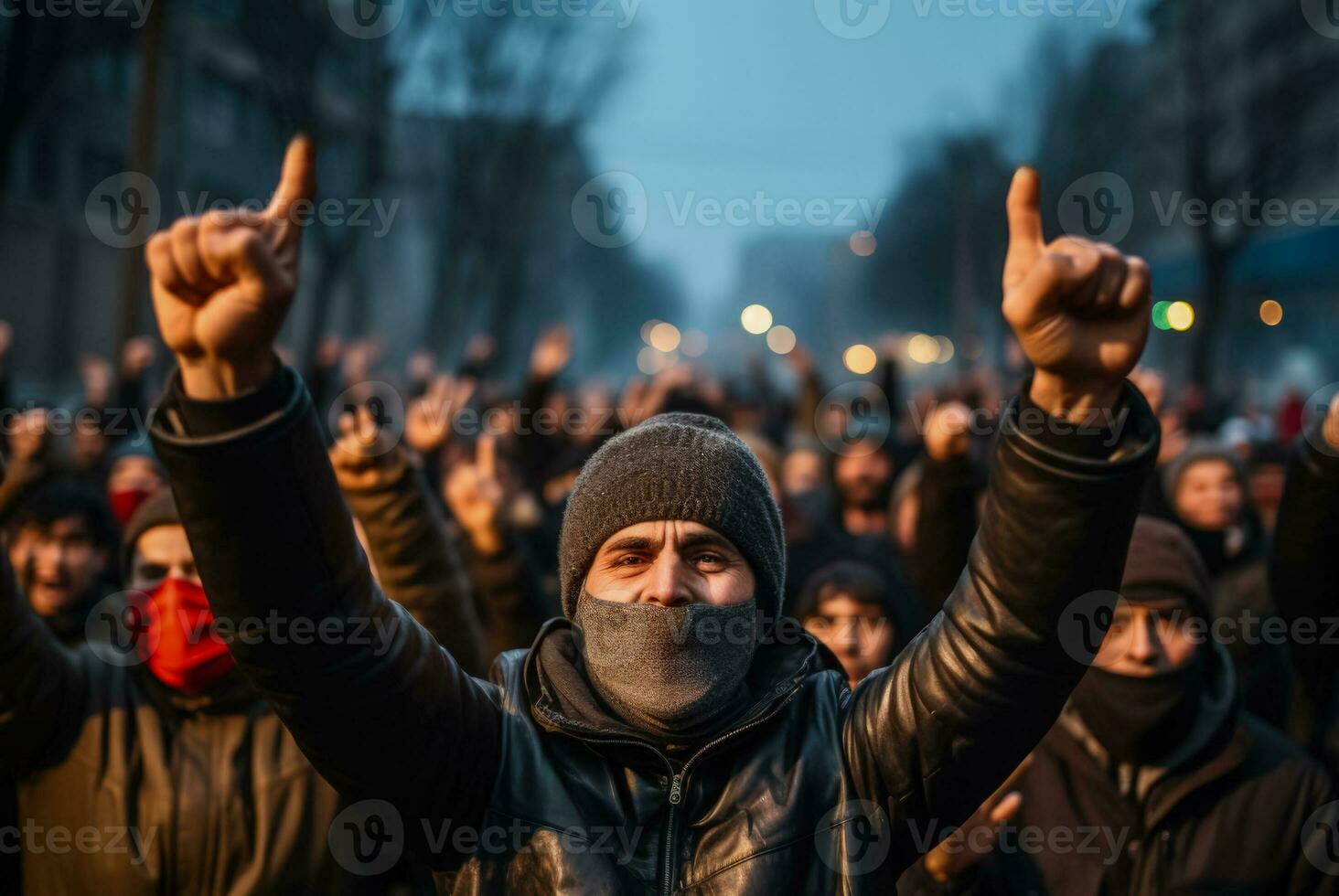 Demonstranten Versammlung zu Kampf zum ihr Rechte gefangen im Foto