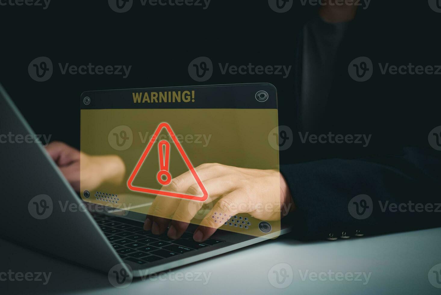 Hacker arbeiten im Dunkeln an Laptops. das Konzept der Informationssicherheit im Internet und Informationsspionage. foto