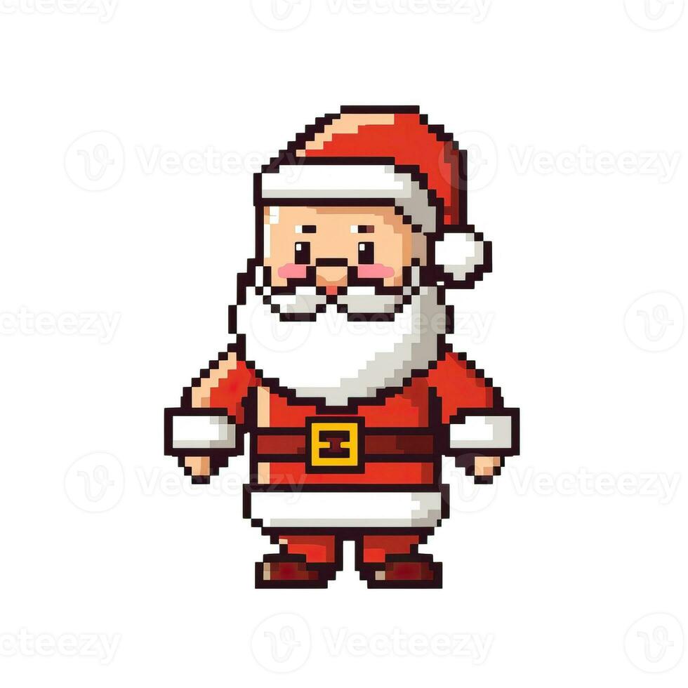 einfach Karikatur Pixel Kunst Weihnachten Santa hoch Qualität ai generiert Bild foto