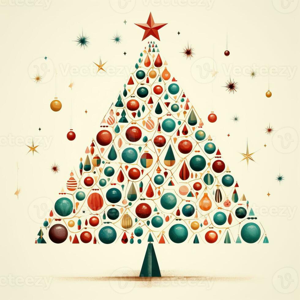 Weihnachten Baum retro Stil Weiß Hintergrund hoch Qualität ai generiert Bild foto