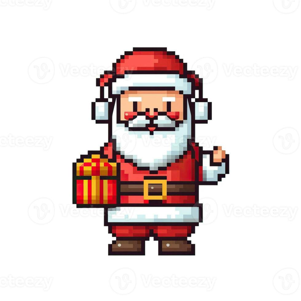 einfach Karikatur Pixel Kunst Weihnachten Santa hoch Qualität ai generiert Bild foto