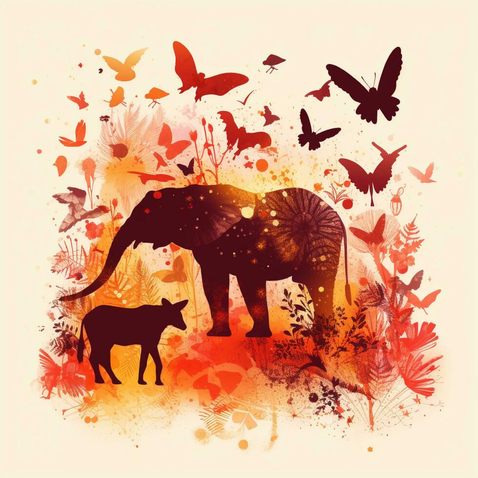 wild Tier Leben Silhouette Illustration foto