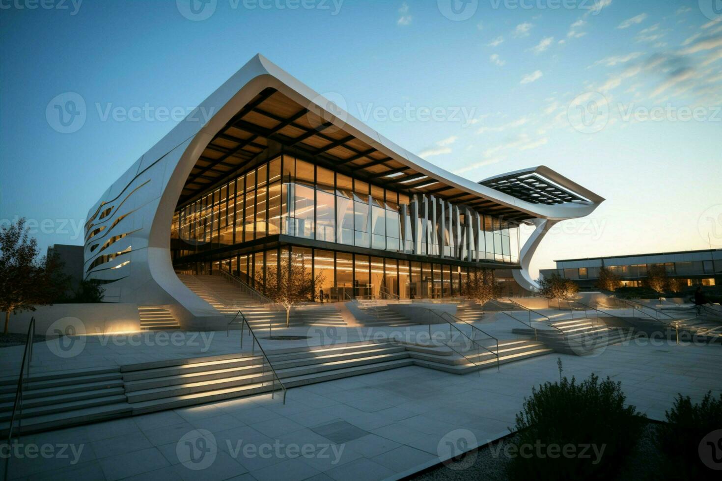 architektonisch Wunder schön modern Gebäude steht wie ein Testament zu innovativ Design. ai generiert foto