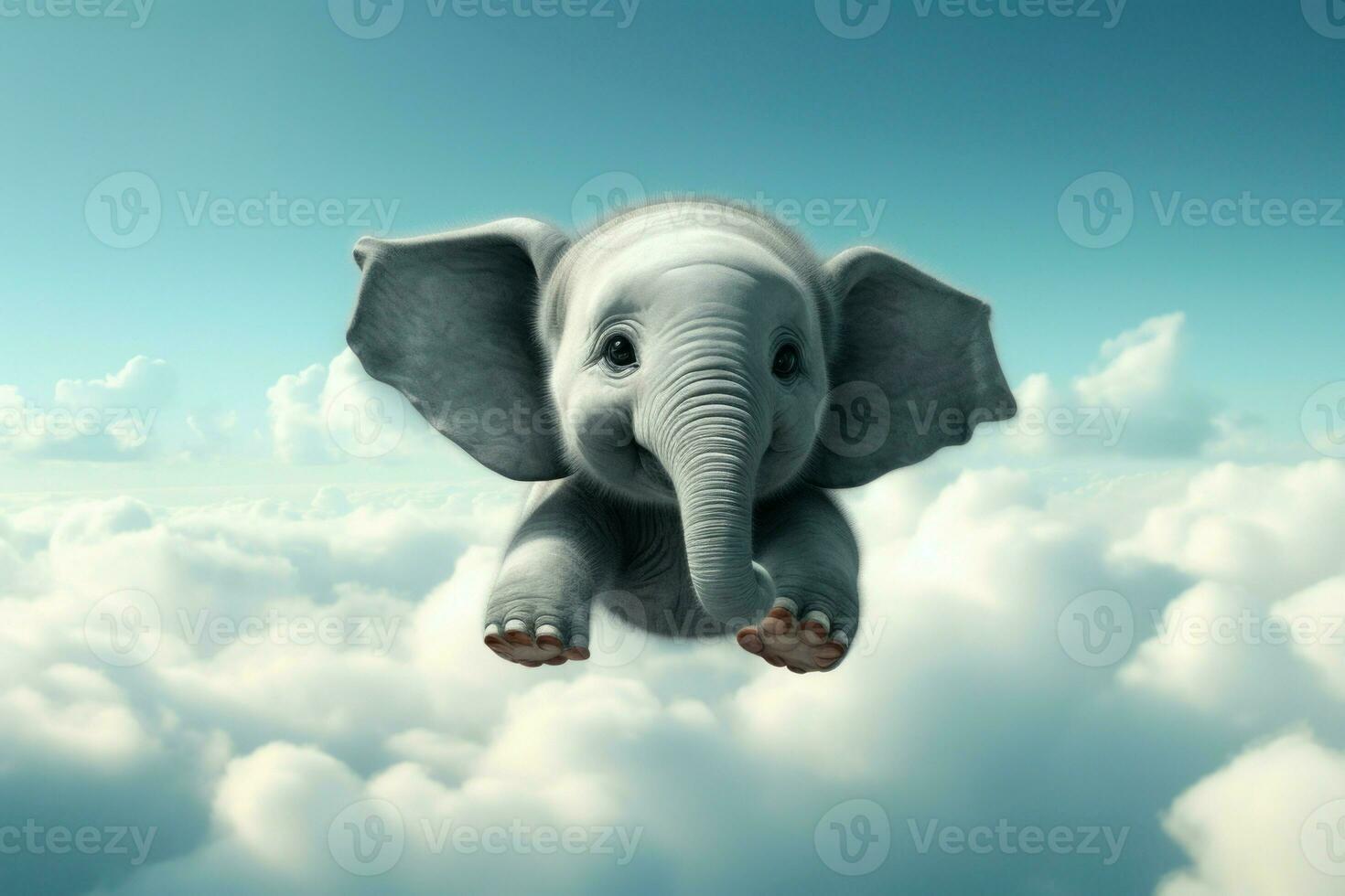 ätherisch Baby Elefant im Wolken. generieren ai foto