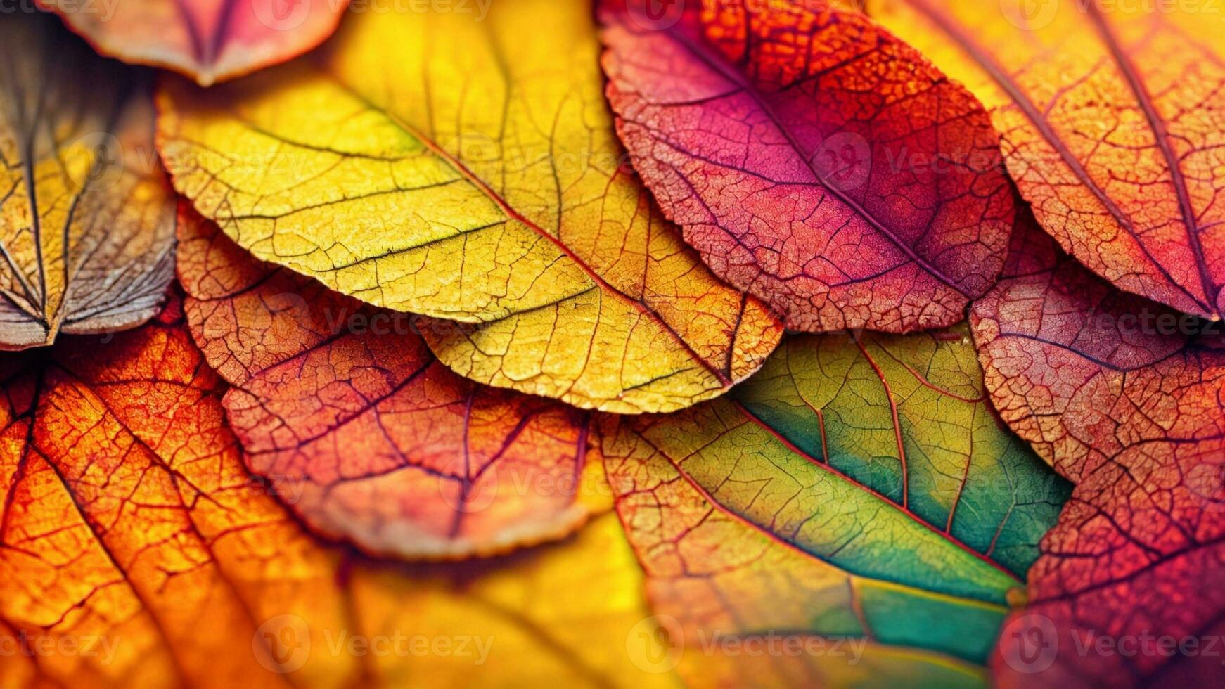 schließen oben von Herbst Blätter. mehrfarbig fallen Blätter. bunt Herbst Blätter. ai generativ. foto