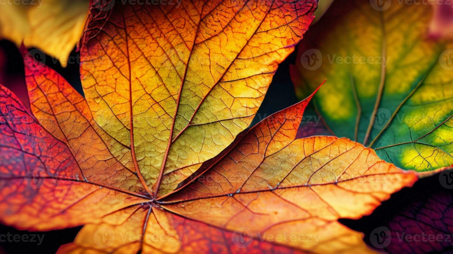 schließen oben von Herbst Blätter. mehrfarbig fallen Blätter. bunt Herbst Blätter. ai generativ. foto