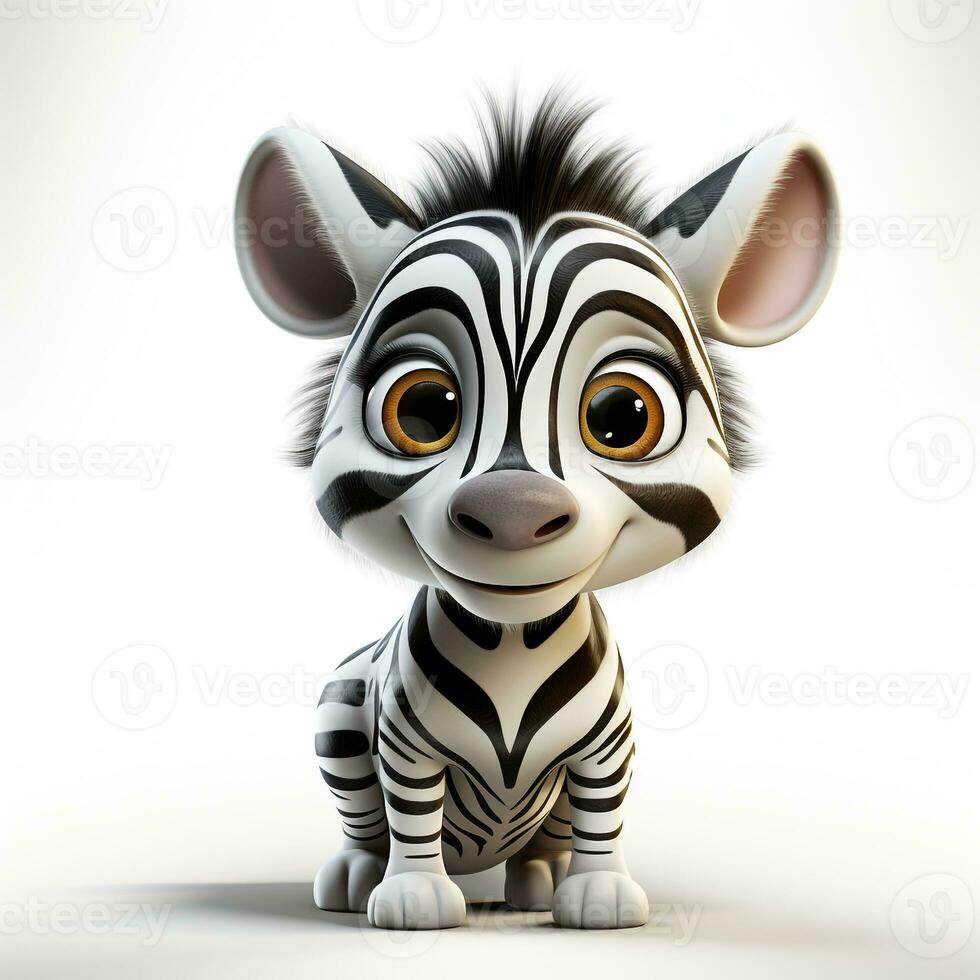 3d Karikatur süß Zebra ai foto