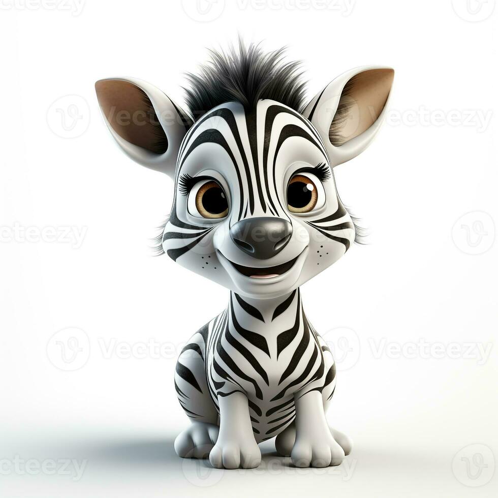 3d Karikatur süß Zebra ai foto