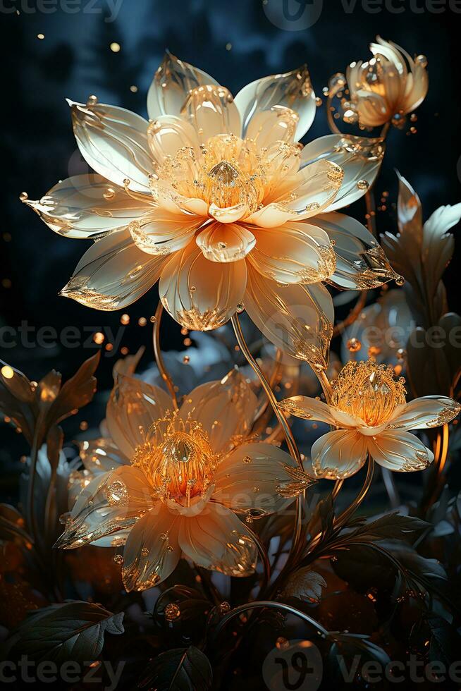 elegant golden Blumen ai foto