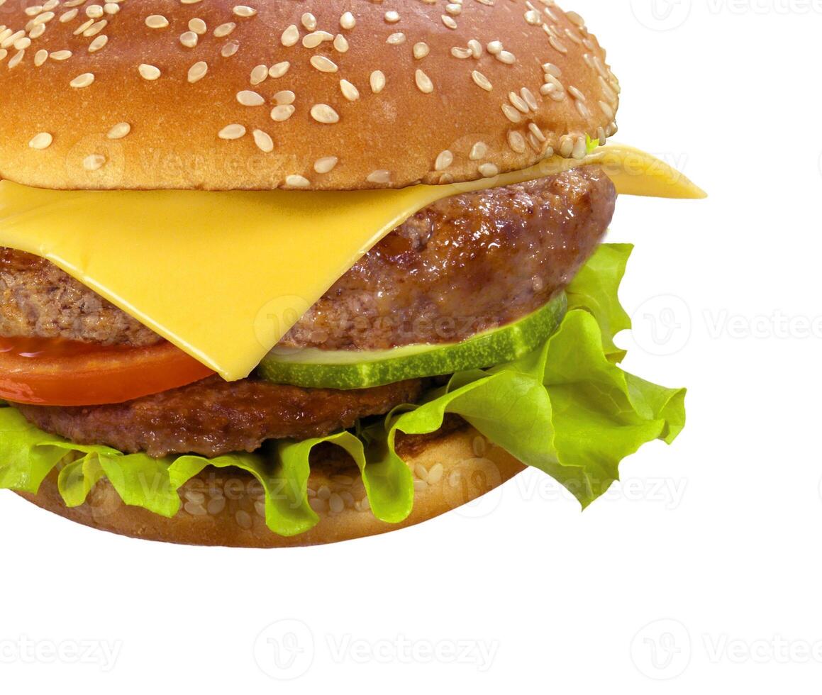 groß Hamburger auf Weiß Hintergrund foto