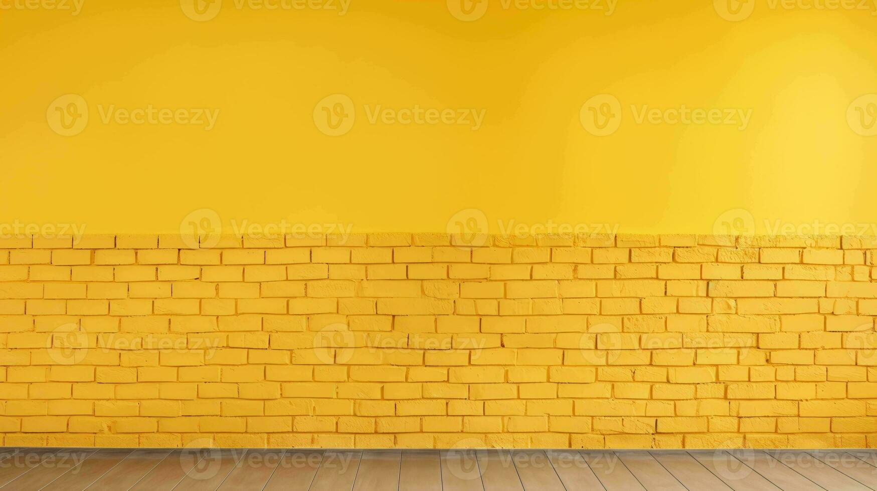 sonnig Gelb Backstein Mauer mit großzügig Kopieren Raum foto