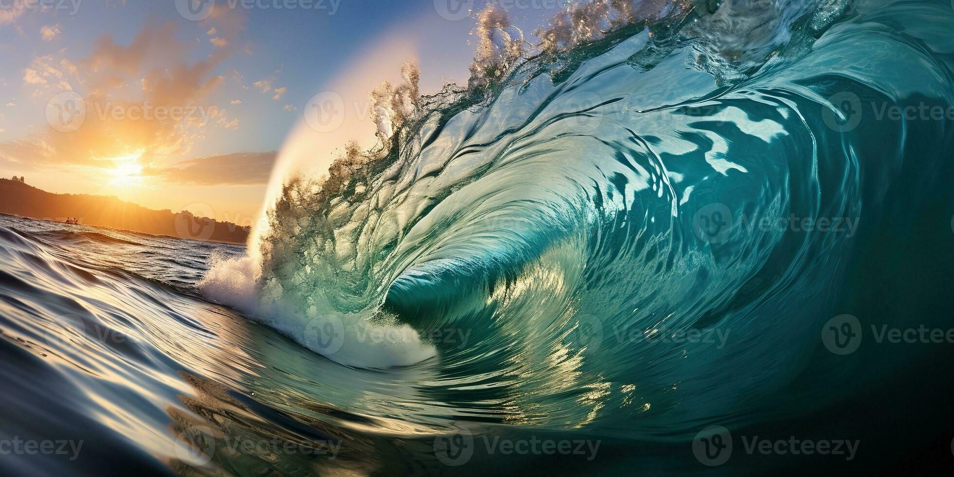 ai generiert. ai generativ. groß Meer Ozean Welle Surfen Hintergrund. Ferien Abenteuer Reise tropisch extrem Surfen Sport Stimmung. Grafik Kunst foto