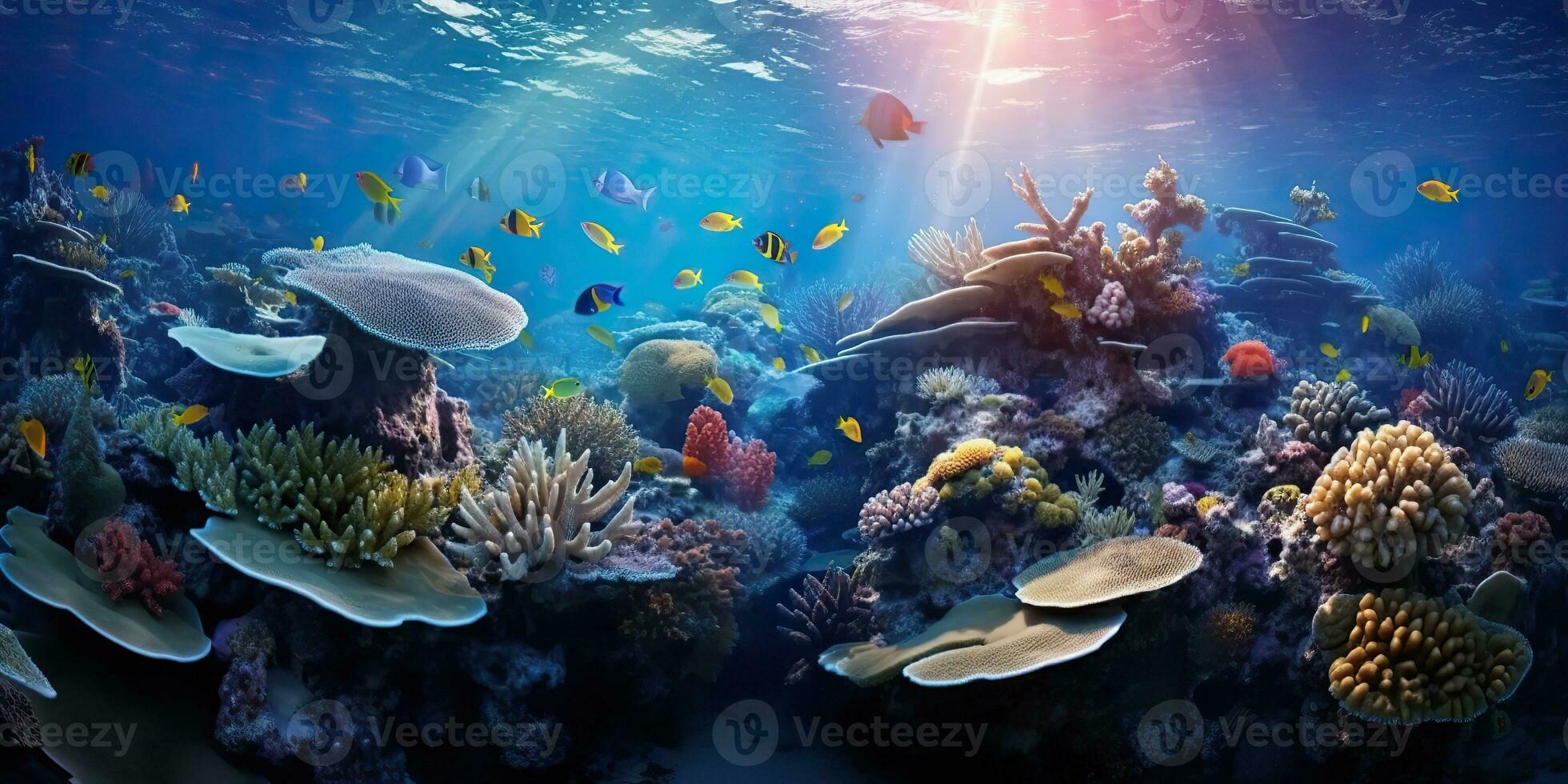 ai generiert. ai generativ. Marine nautisch unterseeisch Wasser Ozean Seelandschaft wild Natur Welt. Tauchen Abenteuer erkunden Sicht. Grafik Kunst foto