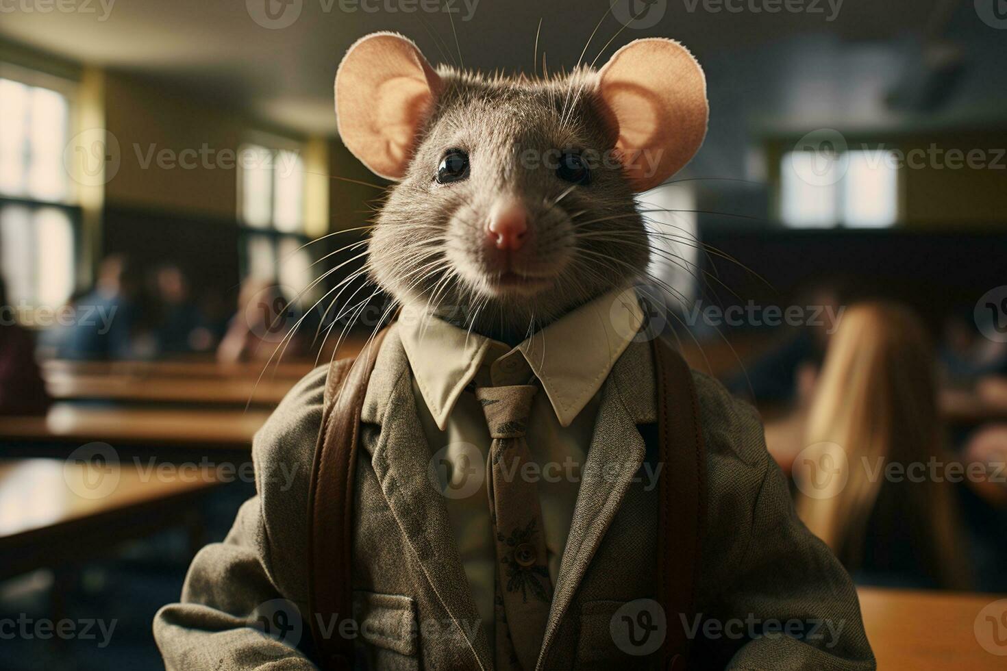 Nagetier bereit zum Klasse Ratte im Schule Uniform. generativ durch ai foto