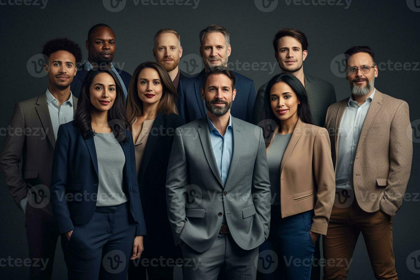 Porträt von ein multiethnisch Geschäft Team. generativ durch ai foto