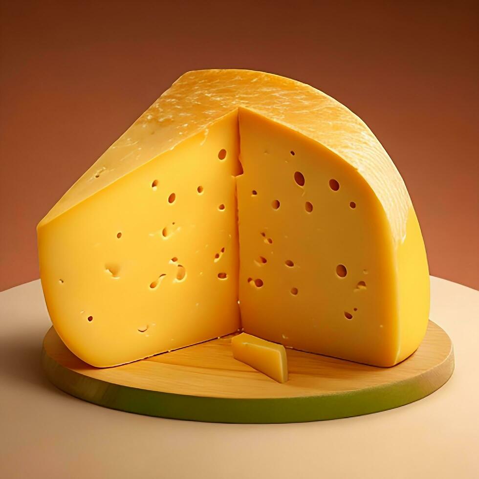 ein Blickfang Scheibe von Käse auf ein Teller foto
