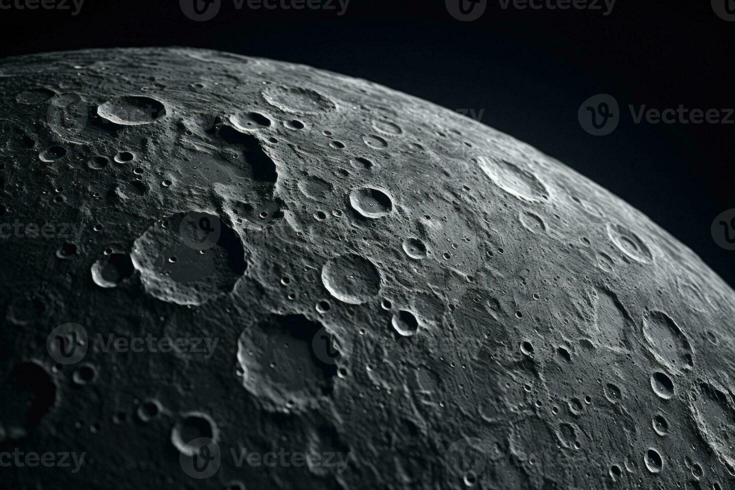 Mond Oberfläche. Krater und Furchen auf das Oberfläche von das Erde Satellit. generativ ai foto
