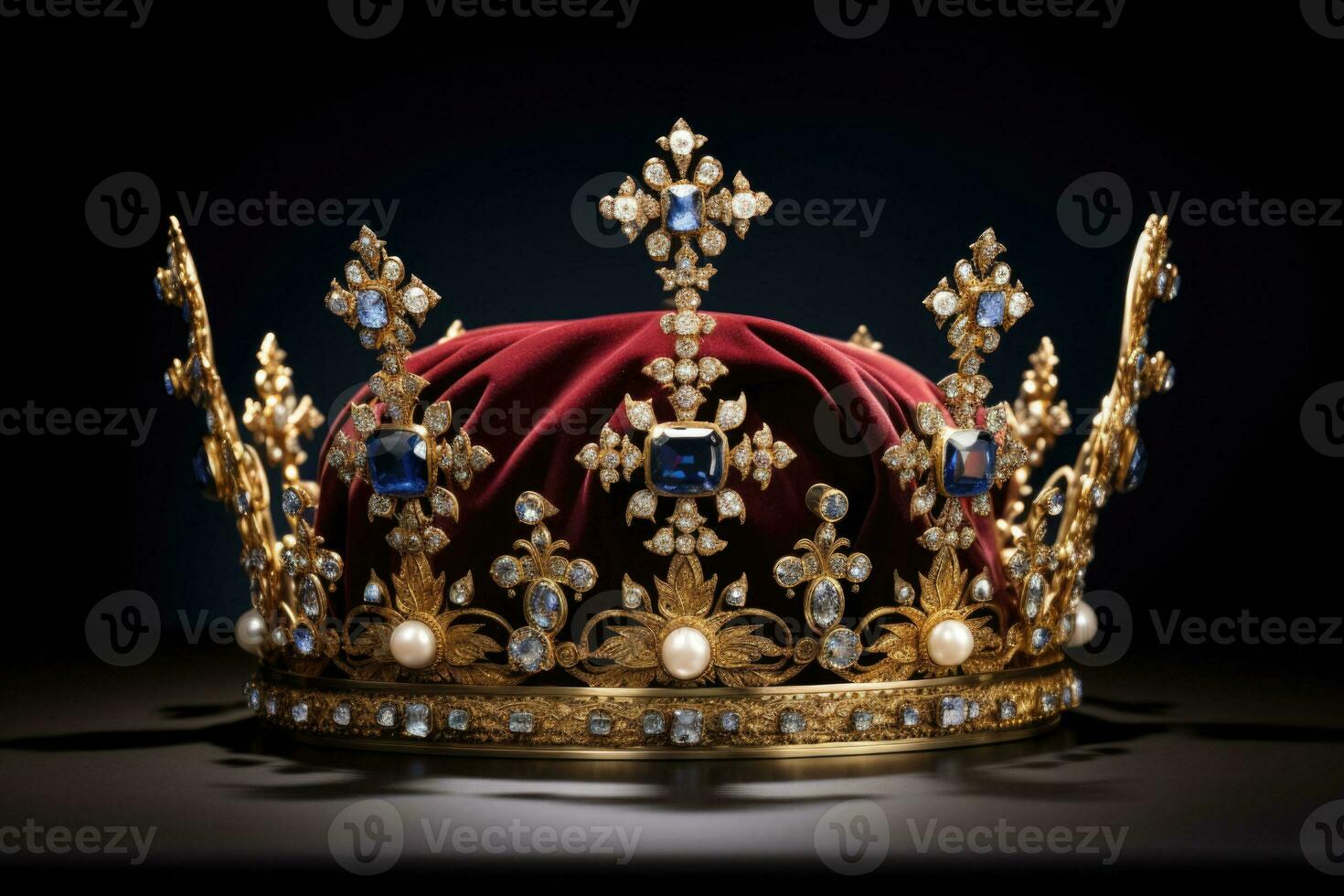 golden dekoriert Königin Krone mit Diamanten. teuer Schmuck. Magie Krone, schließen hoch. generativ ai foto