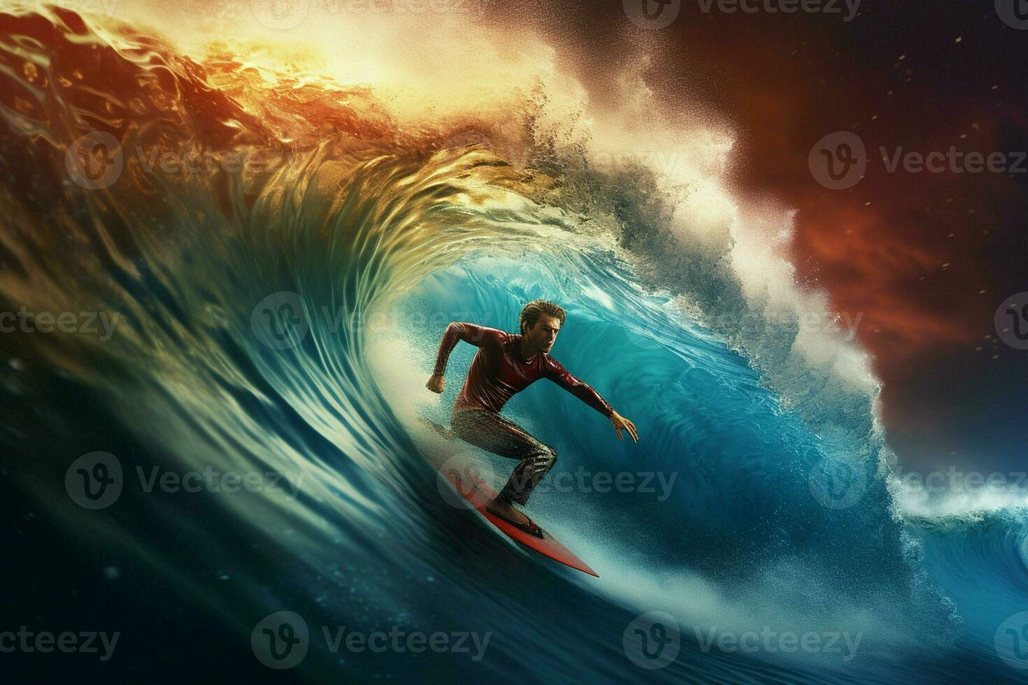 Surfer Reiten ein Welle. Surfen Konzept. ai generiert Profi Foto