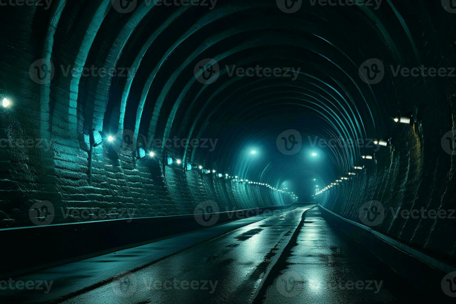 Tunnel mit Beleuchtung beim Nacht im Prag, Tschechisch Republik. lange Belichtung. ai generiert Profi Foto