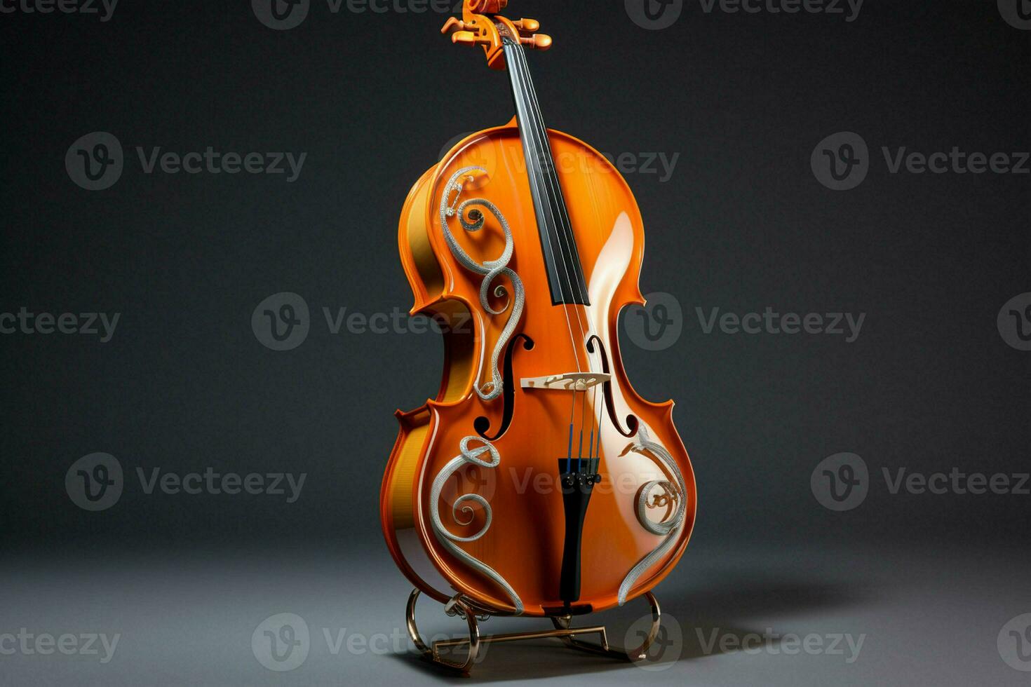 3d machen von klassisch Violine auf dunkel Hintergrund. 3d Illustration. ai generiert Profi Foto