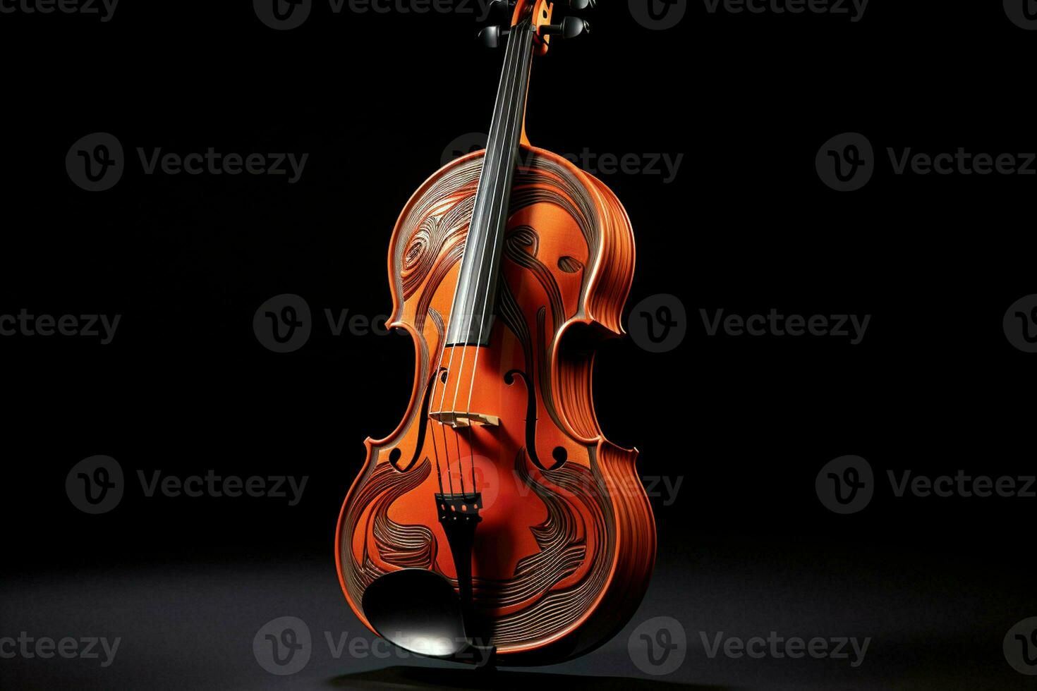 3d machen von klassisch Violine auf dunkel Hintergrund. 3d Illustration. ai generiert Profi Foto