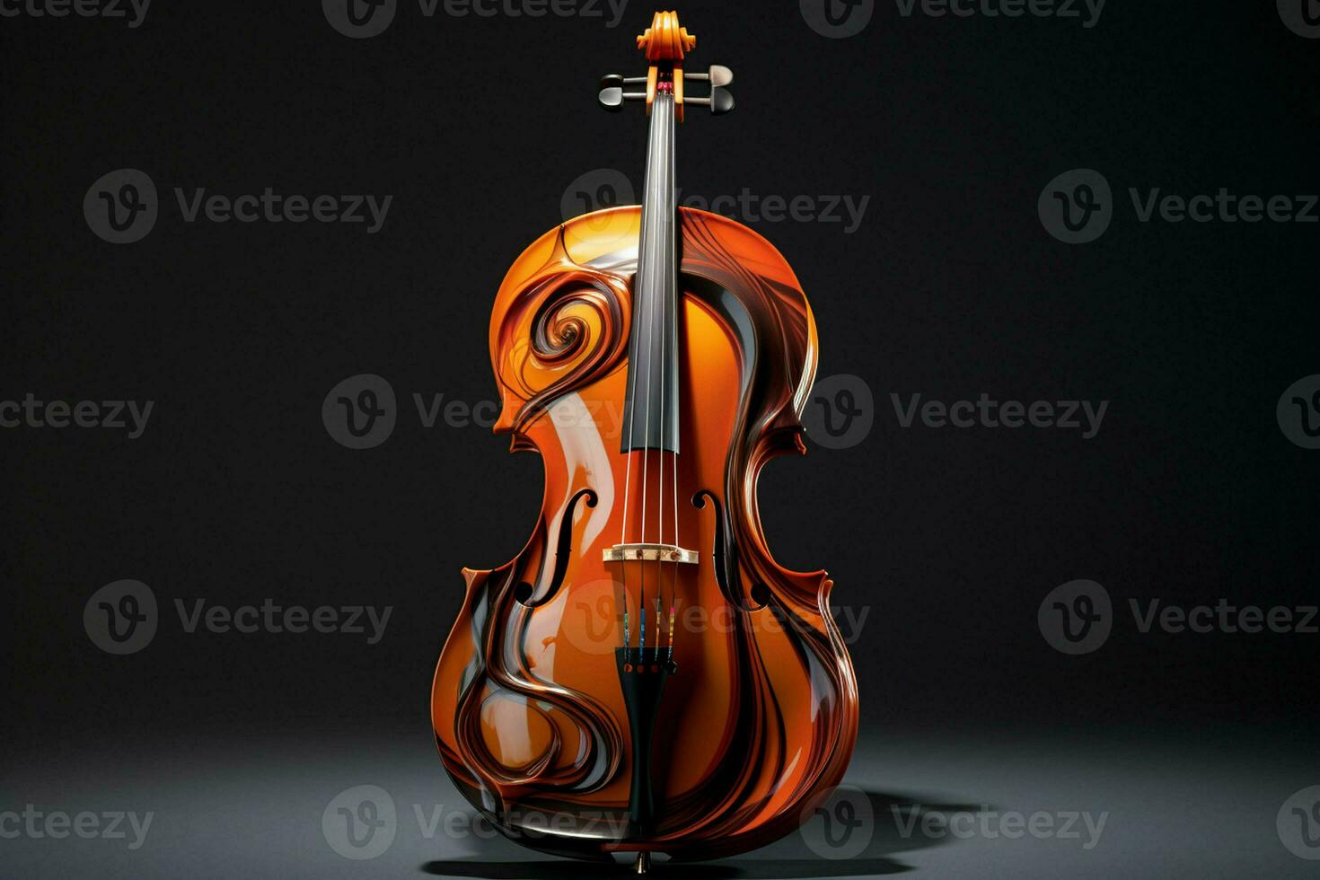 3d machen von klassisch Violine auf dunkel Hintergrund. 3d Illustration. ai generiert Profi Foto