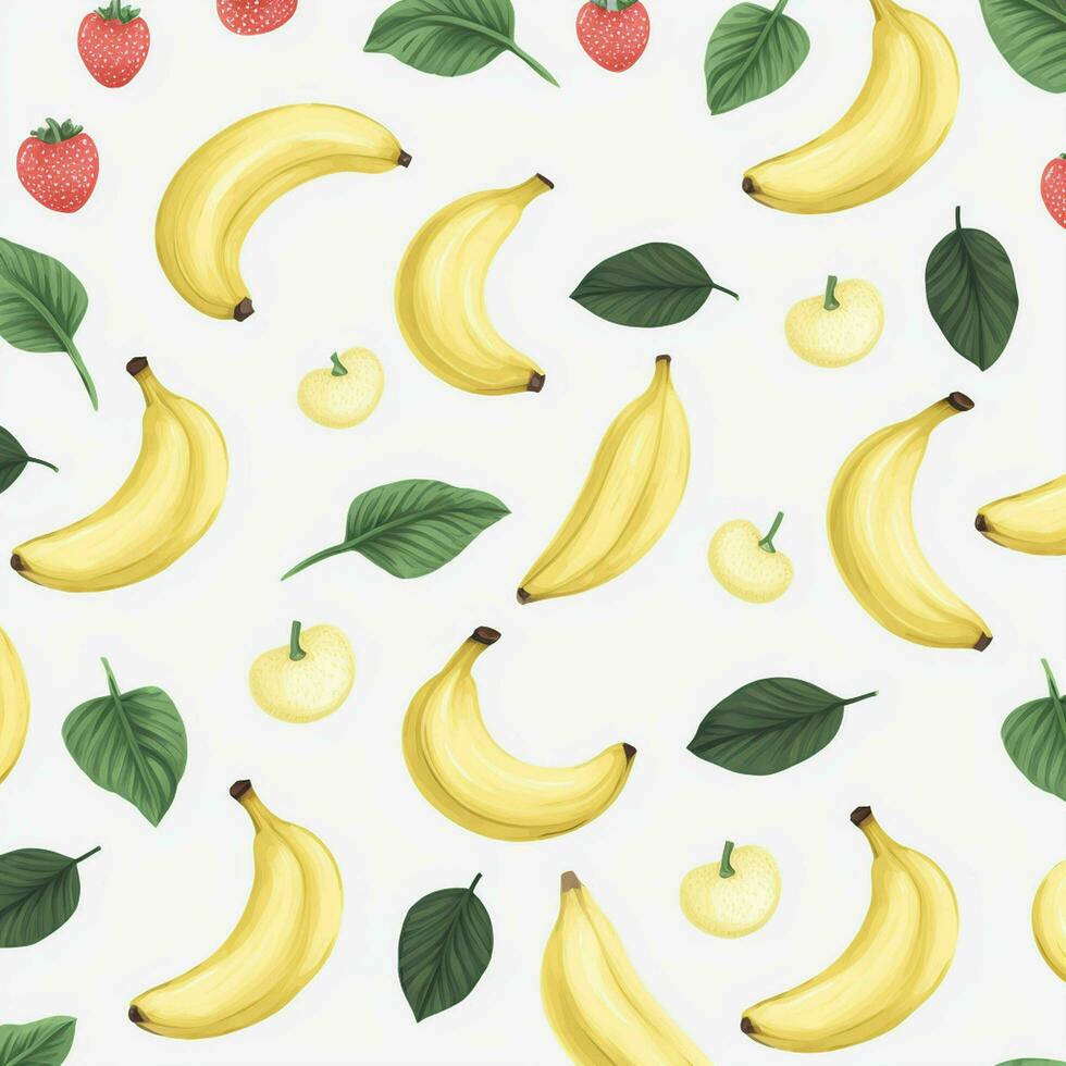 Bananen und Blätter auf Weiß Hintergrund Design. ai generiert foto