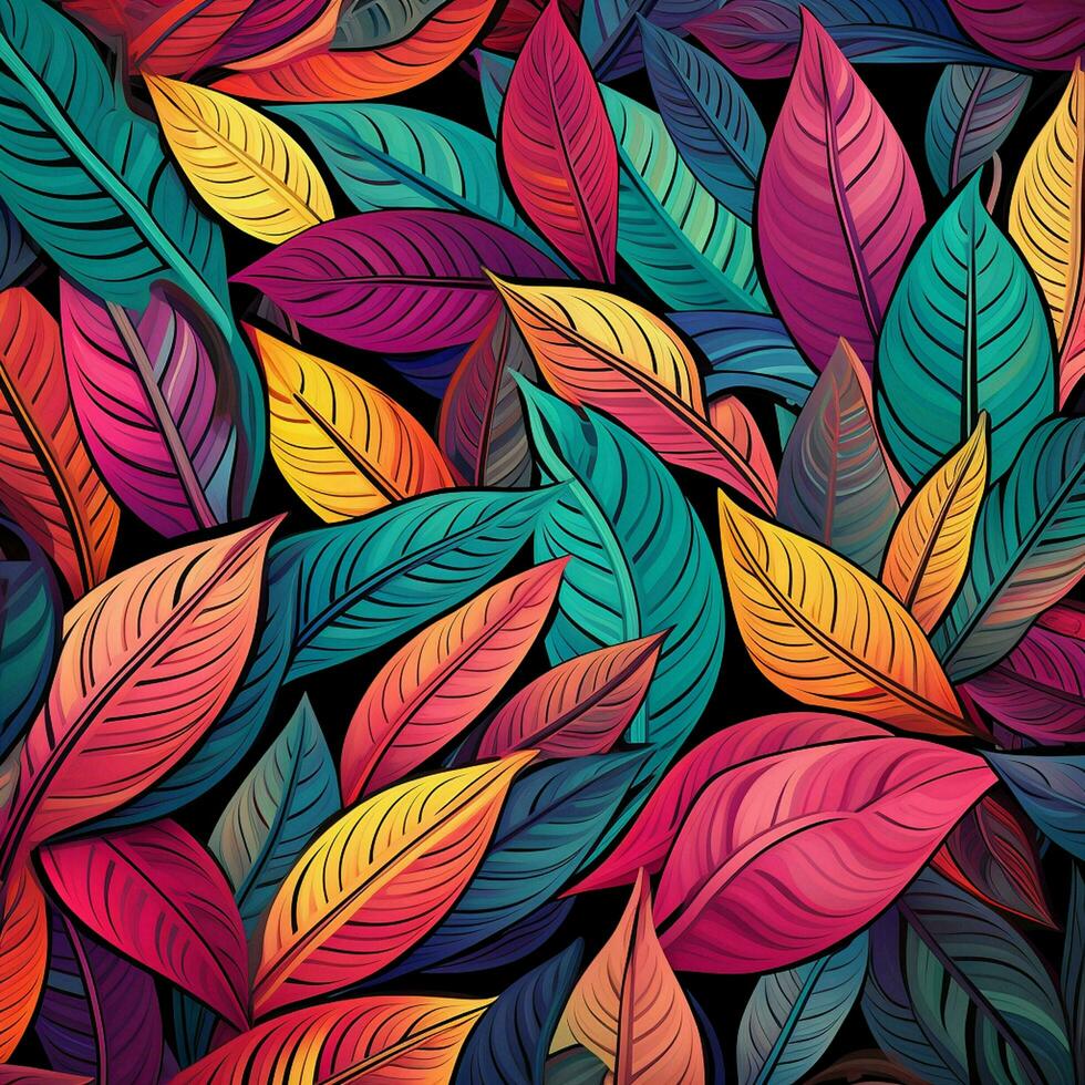 bunt tropisch Blätter Hintergrund Design. ai generiert kostenlos Foto