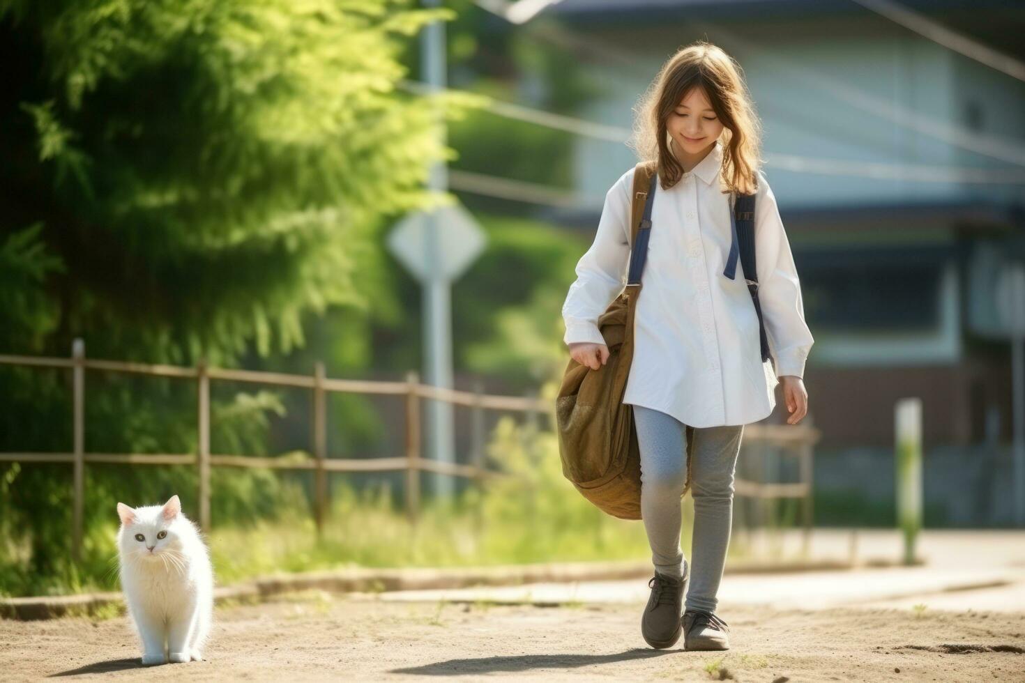 Mädchen gehen zu Schule foto