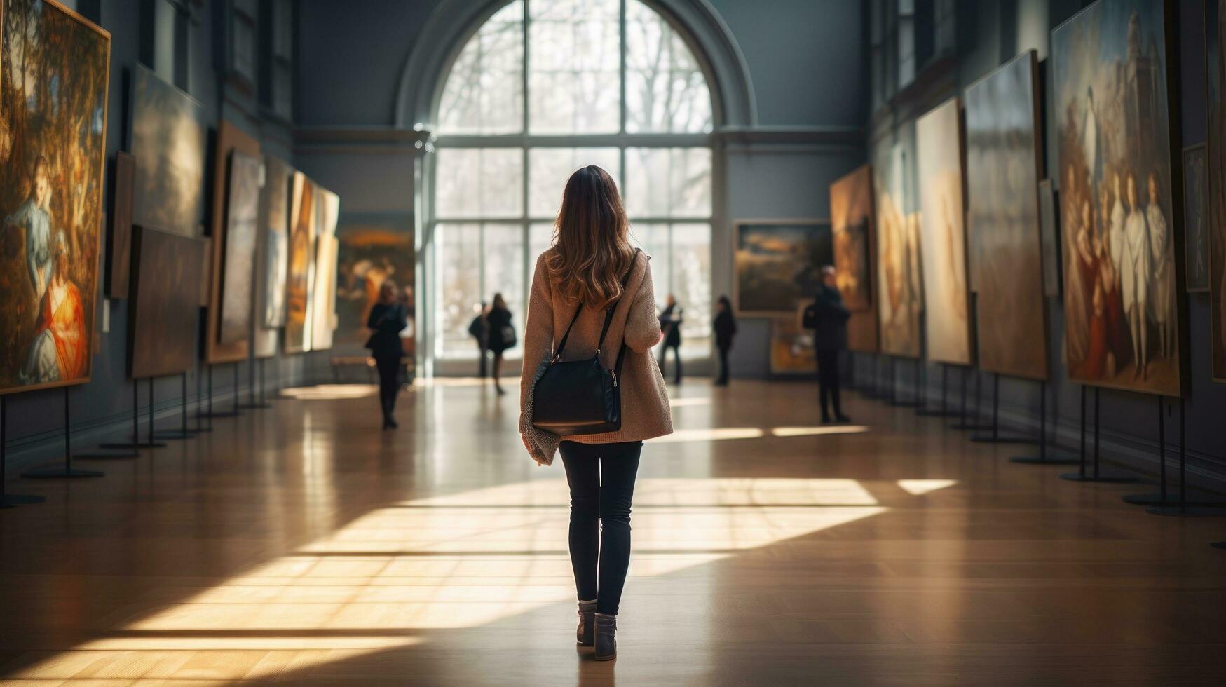 Frau beim das Kunst Galerie foto