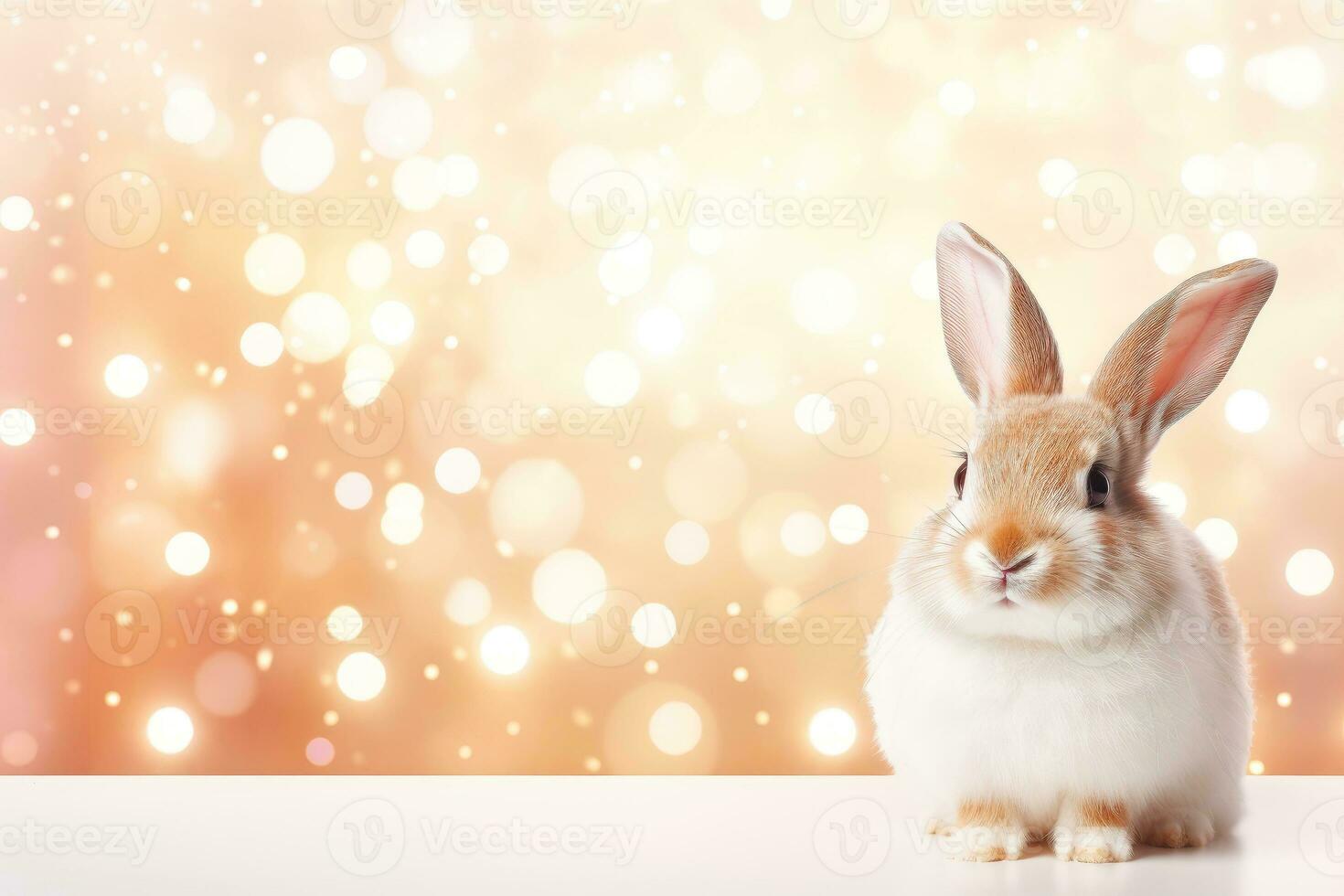 Nahansicht von süß Hase mit schön Bokeh Hintergrund, generativ ai Illustration foto