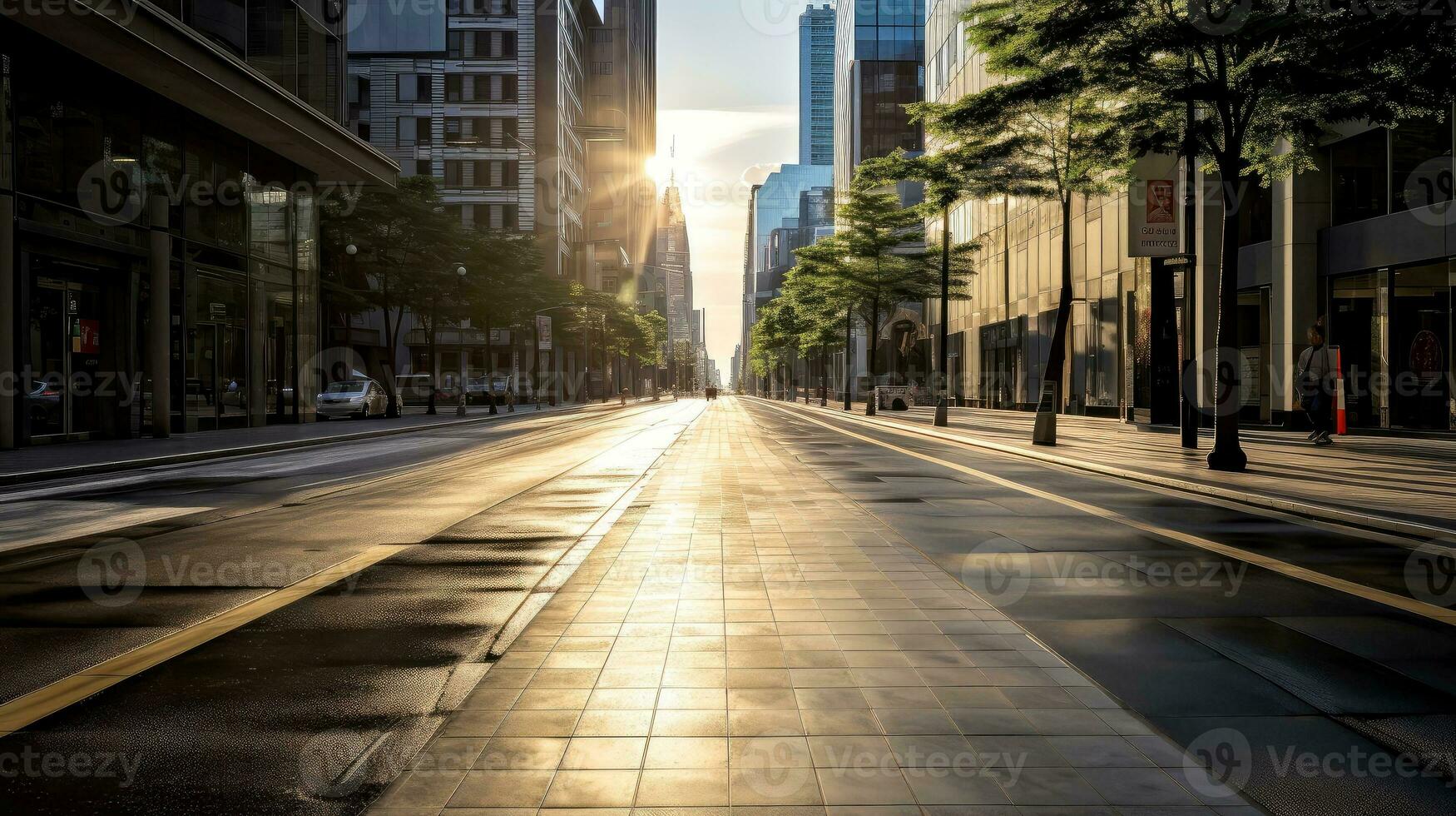 klassisch die Architektur und städtisch Straßen, leeren Straße im das Stadt, generativ ai Illustration foto