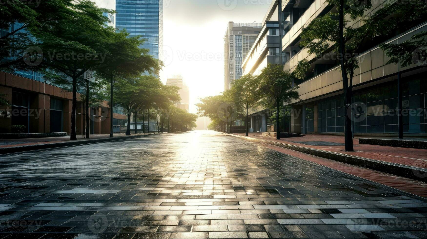 klassisch die Architektur und städtisch Straßen, leeren Straße im das Stadt, generativ ai Illustration foto