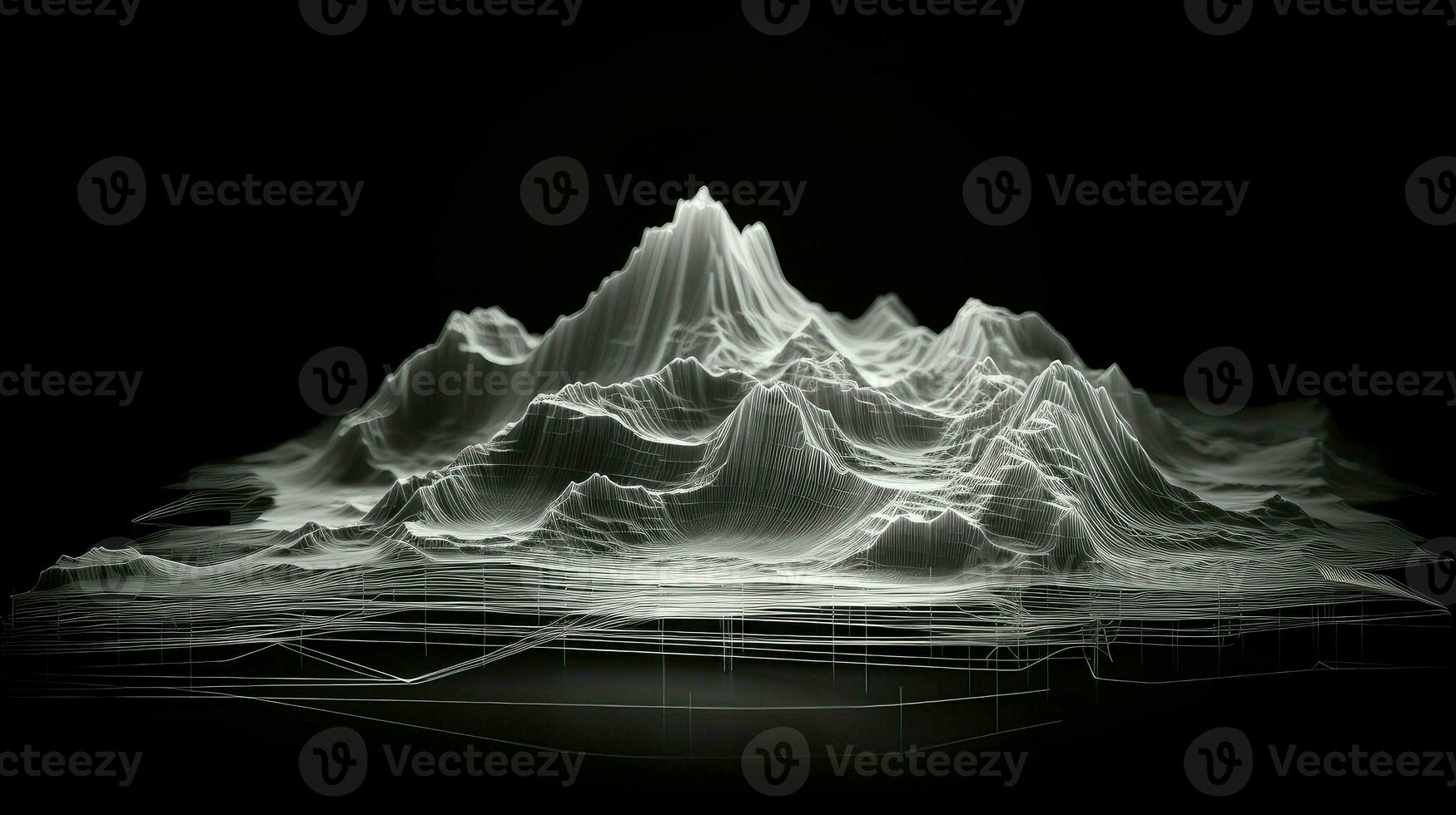 3d Drahtmodell Landschaft topografisch ai generiert foto