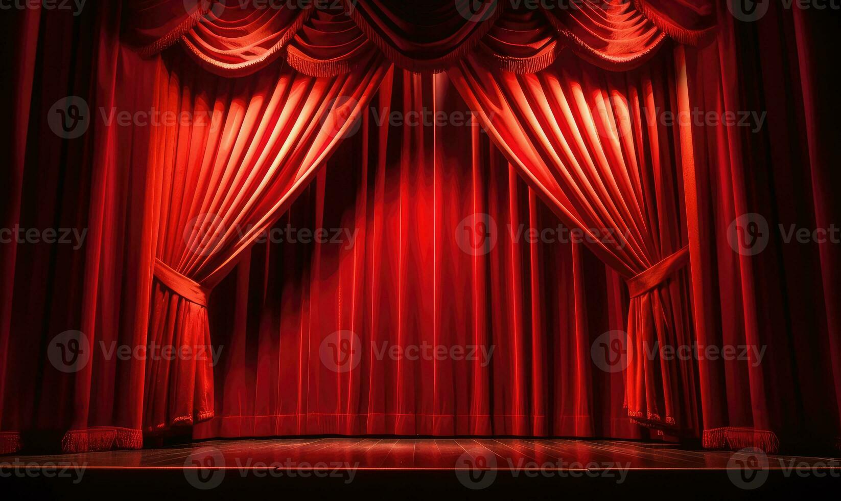 Theater Bühne rot Vorhänge Hintergrund. erstellt mit generativ ai Werkzeuge foto
