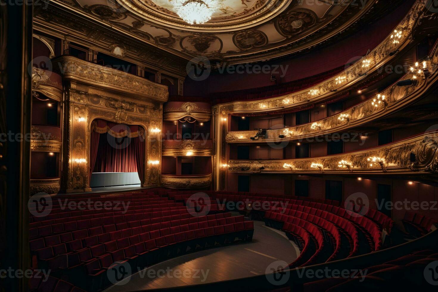 das Innere von das Halle im das Theater. neural Netzwerk ai generiert foto