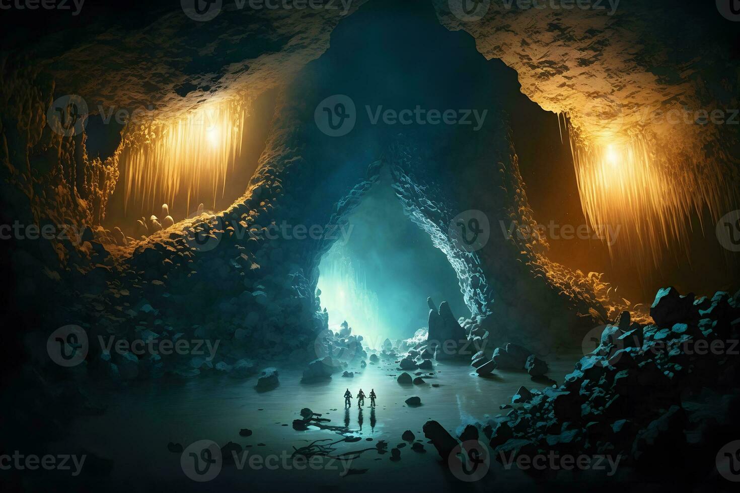 Aussicht Innerhalb das Höhle, schön Landschaft. neural Netzwerk ai generiert foto