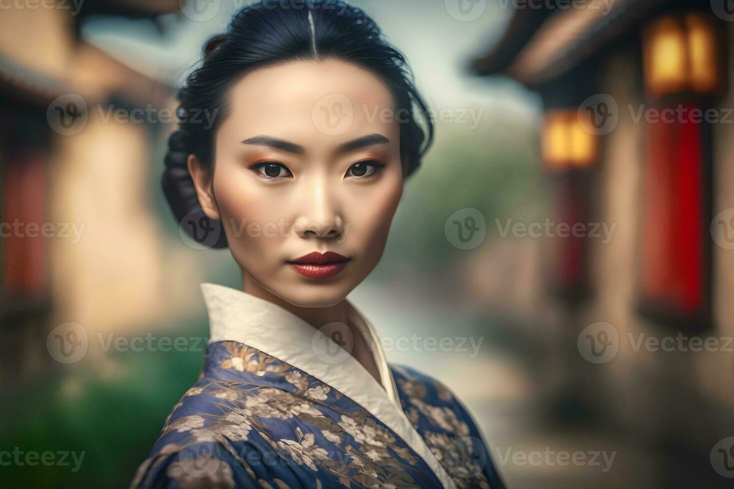 schön asiatisch Chinesisch Frau Porträt. neural Netzwerk ai generiert foto