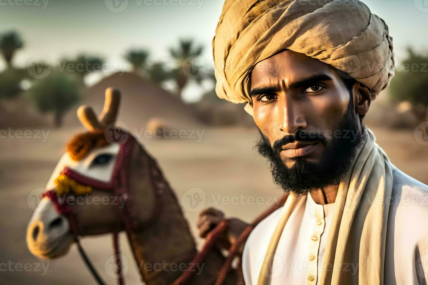 lokal emirati Mann. Beduine von vereinigt arabisch Emirate. neural Netzwerk ai generiert foto