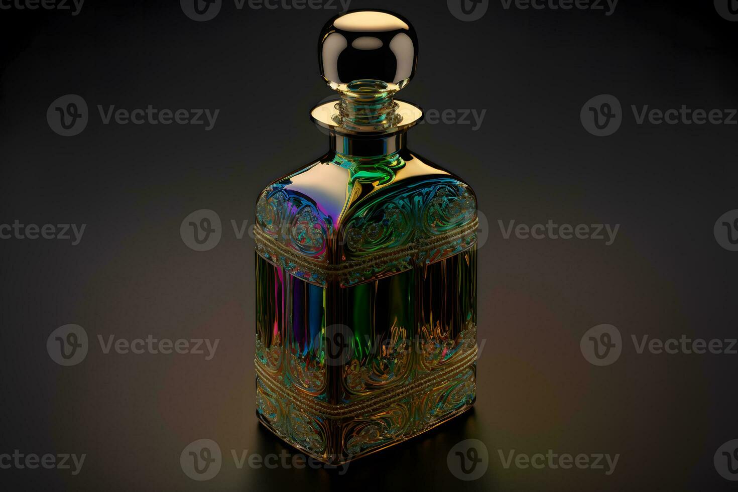 ein Flasche von Parfüm Frauen Eau de Parfum im Flasche isoliert auf schwarz. Duft zum Frauen Parfüm sprühen. neural Netzwerk generiert Kunst foto