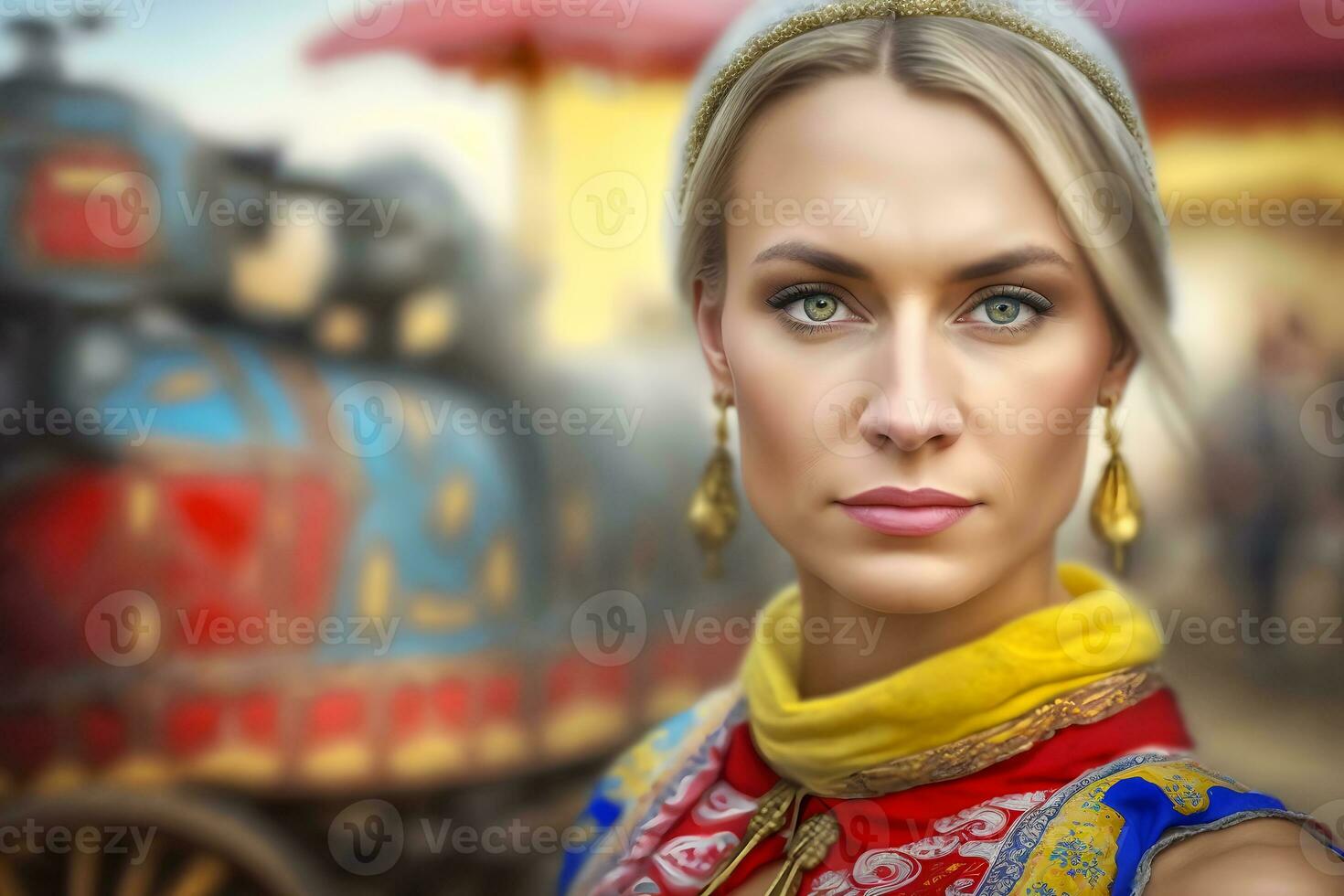 Porträt von ein ukrainisch Frau. neural Netzwerk ai generiert foto