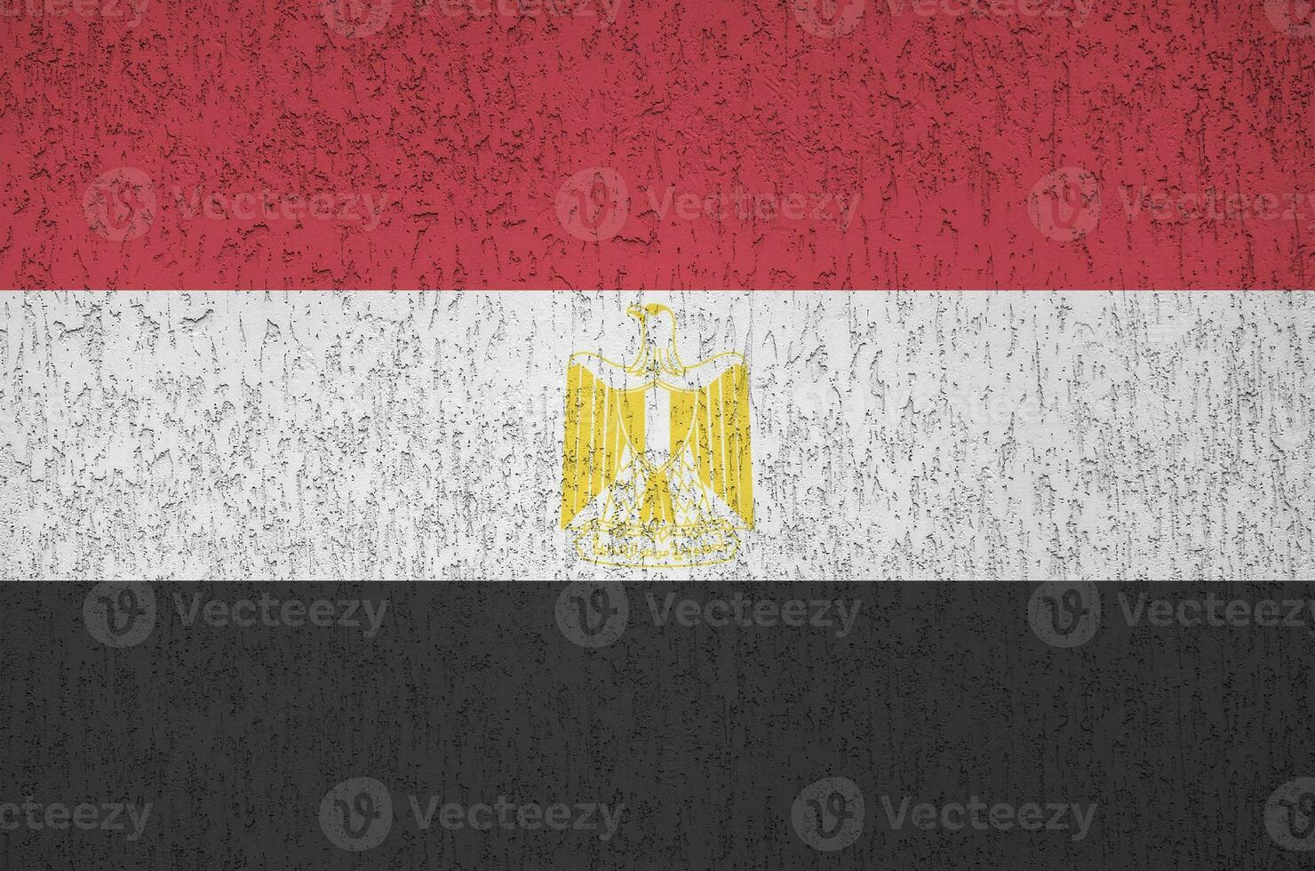 ägypten-flagge in hellen farben auf alter reliefputzwand dargestellt. strukturierte Fahne auf rauem Hintergrund foto
