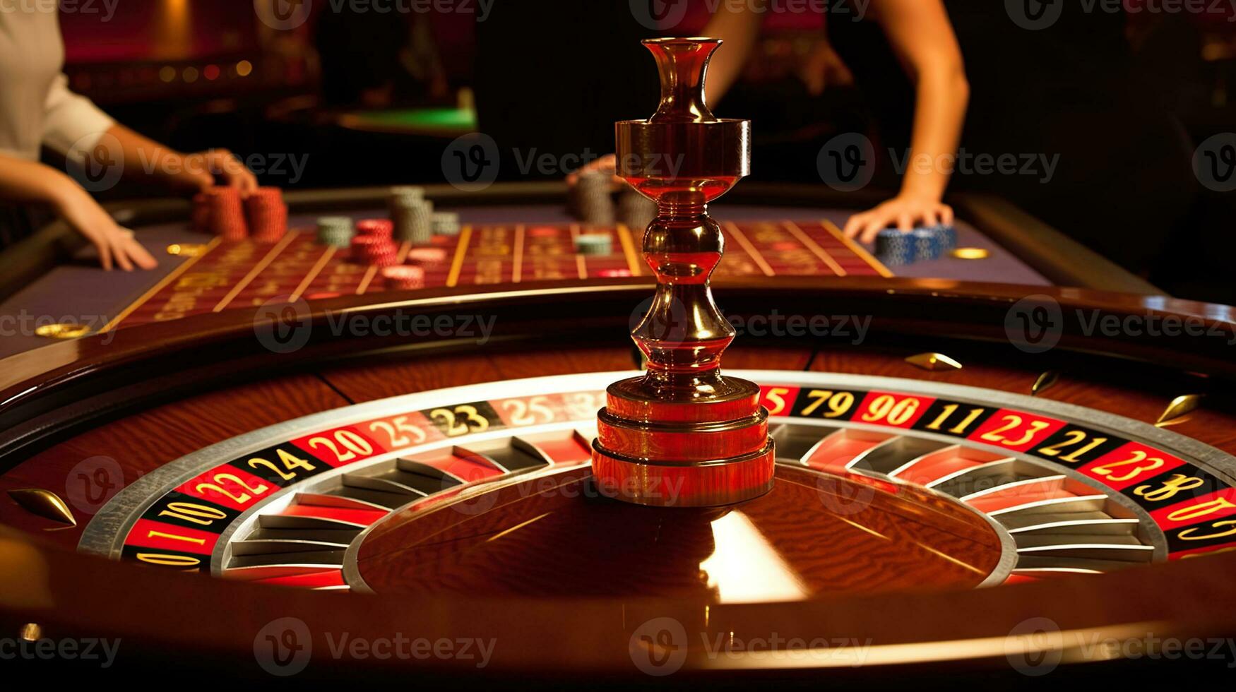 das spannend rotieren von das Roulette Rad beim das Kasino, generativ ai foto