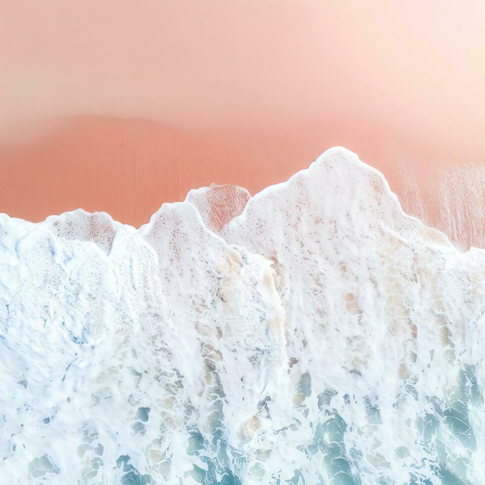 Antenne Aussicht von klar Türkis Meer Antenne Aussicht von sandig Strand und Ozean mit Wellen generativ ai foto