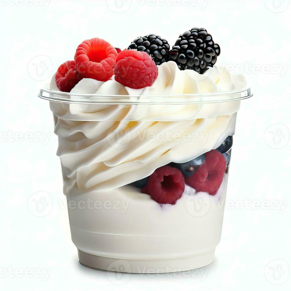 gefroren Joghurt mit Beeren generativ ai foto