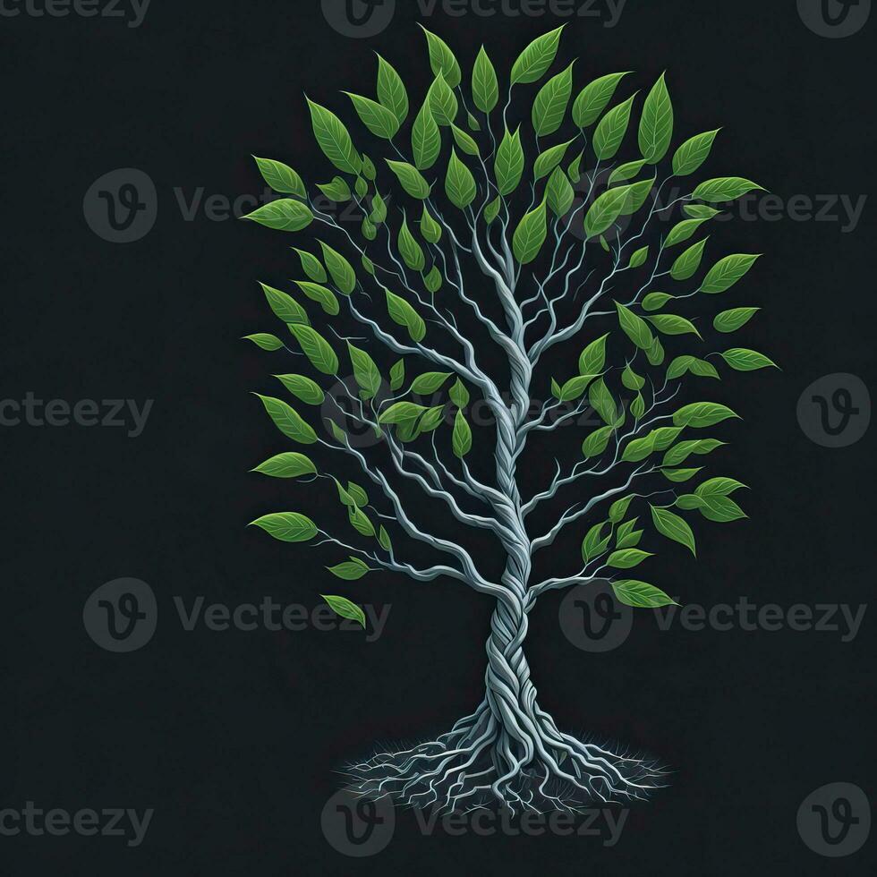 ein Zeichnung von ein Baum mit das Wurzeln wachsend aus von es generativ ai foto